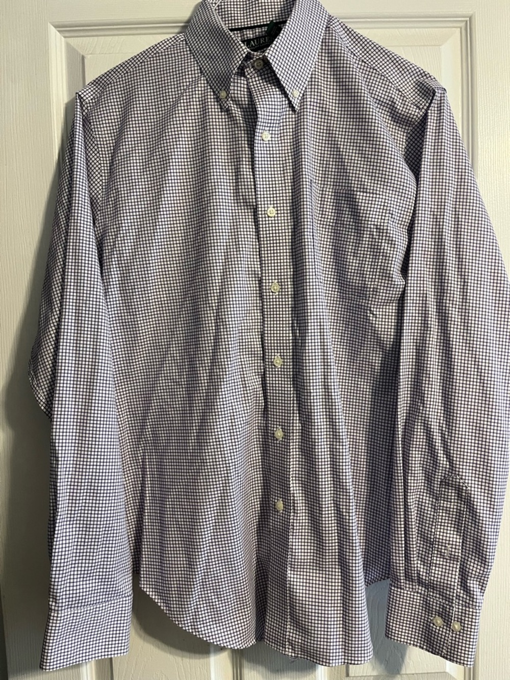 Ralph Lauren Purple and White Gingham Button down Shirt